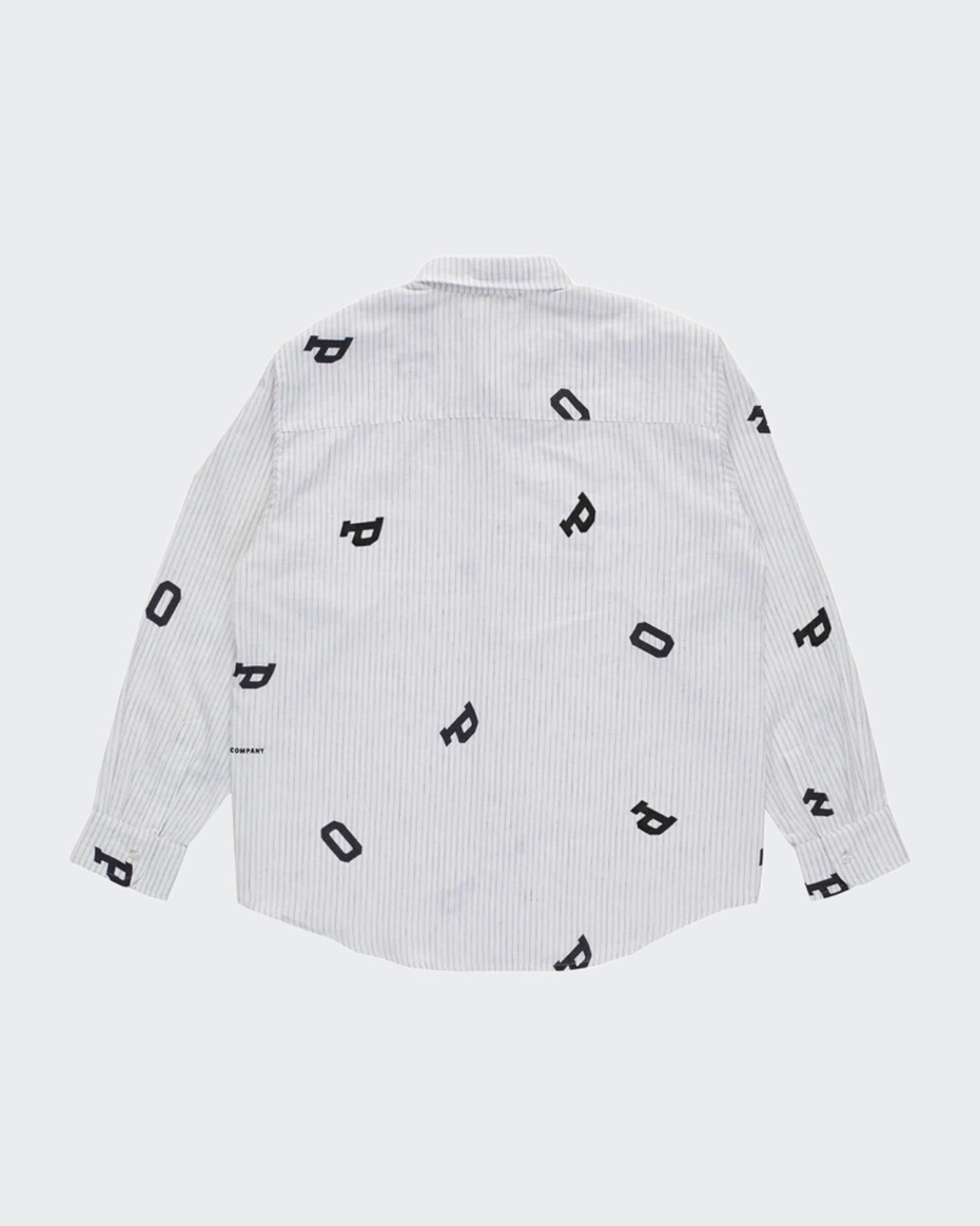 POP Trading Letters striped pop shirt