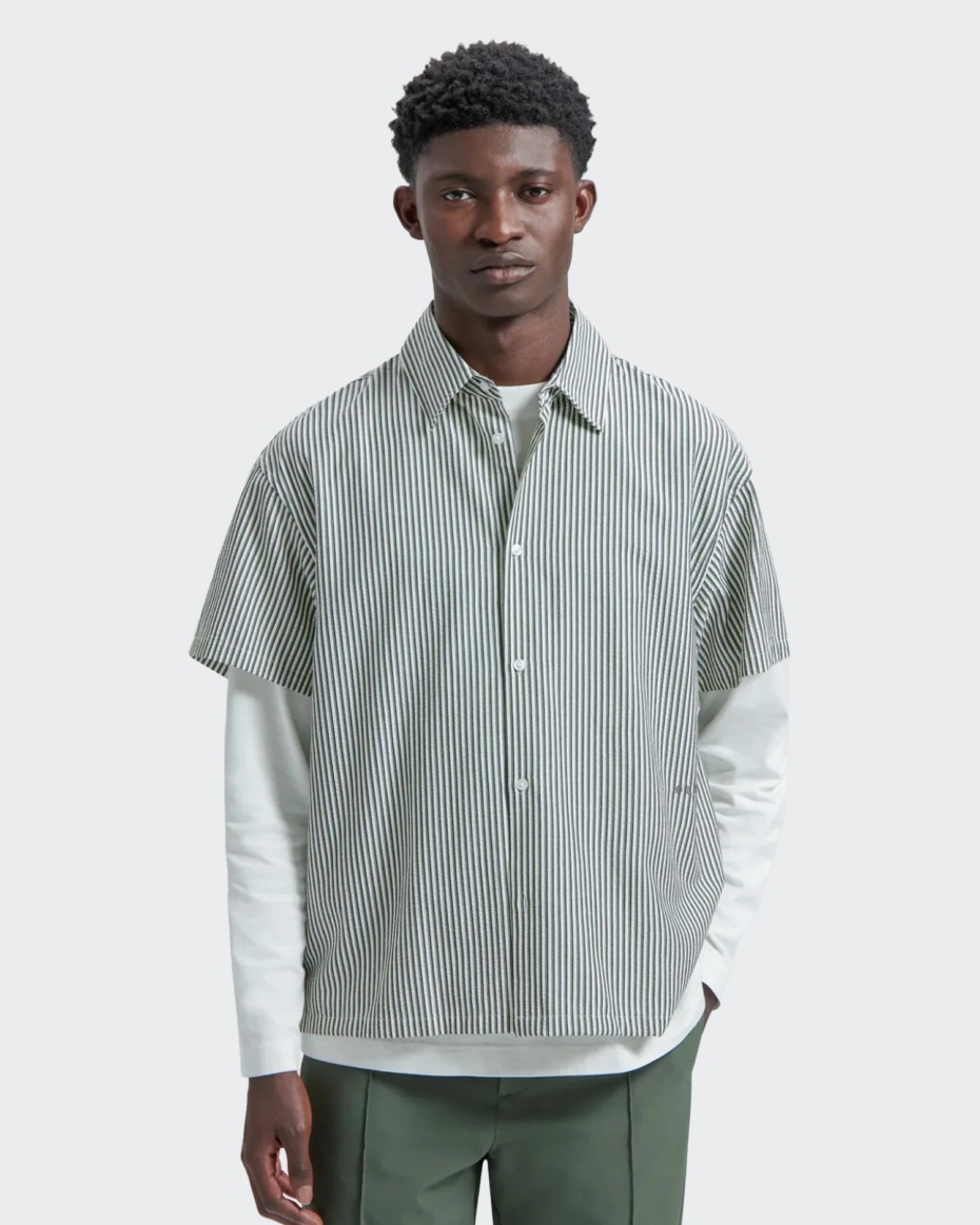 OLAF Boxy Seersucker Stripe Shirt S